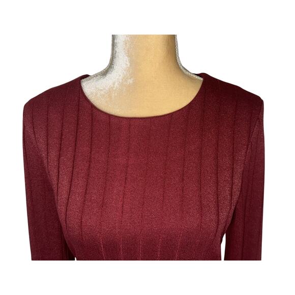 NEW Sam Edelman Amber Red Metallic Ribbed Asymmetrical Ruffle Dress Size 6 - Picture 3 of 14